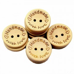 Wooden Buttons - Handmade with Love 20mm
