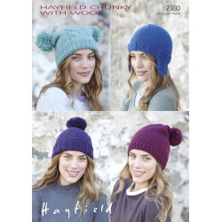 Hayfield Chunky with Wool Ladies Hat Pattern 7380